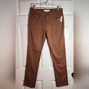 NWT Amazon Essentials Dark Khaki Brown Slim Straight Pants 29 X 32